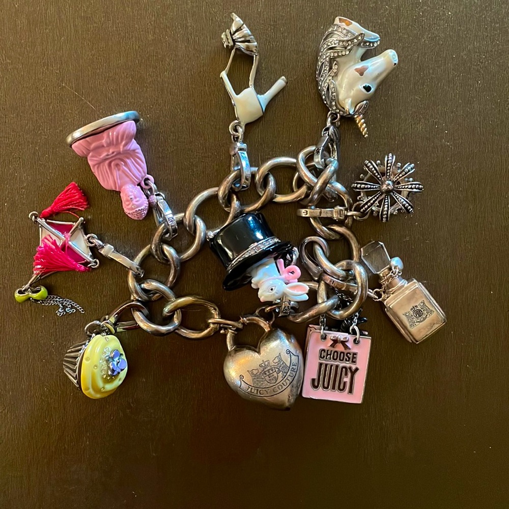 Y2K Juicy Couture charm bracelet. Fulfill your middle school girl dreams!